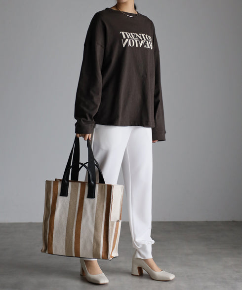 A4ダブルハンドルストライプトートバッグ 12-1074